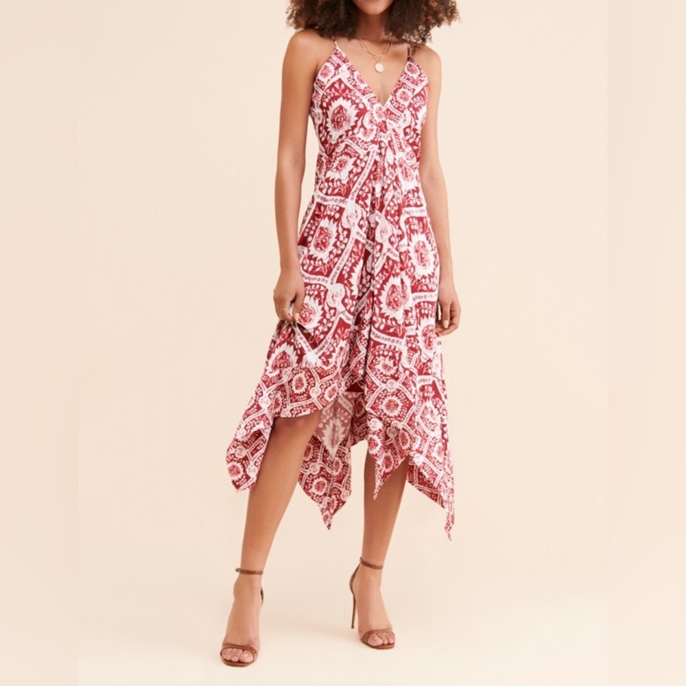 AMUR Krista Scarf Asymmetrical Midi Dress Size 4
